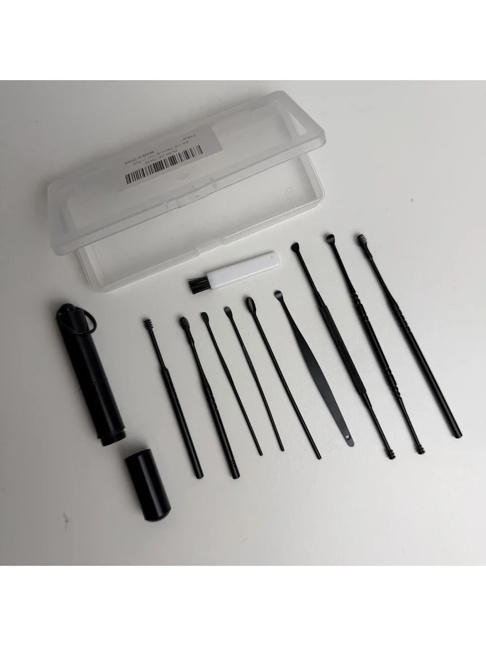 10-Piece Ear Wax Removal Cleaning Tool Kit Black with Storage Case & Brush